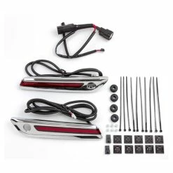 Ciro Chrome LED Lighted Saddlebag Hinge Covers Red Lens