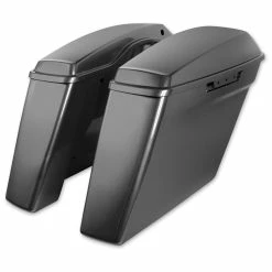 HogWorkz Dual Blocked Extended 4" Stretched Saddlebags Charcoal Pearl