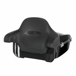 HogWorkz Vivid Black King Tour Pack W/ Full Backrest - Chrome Hardware