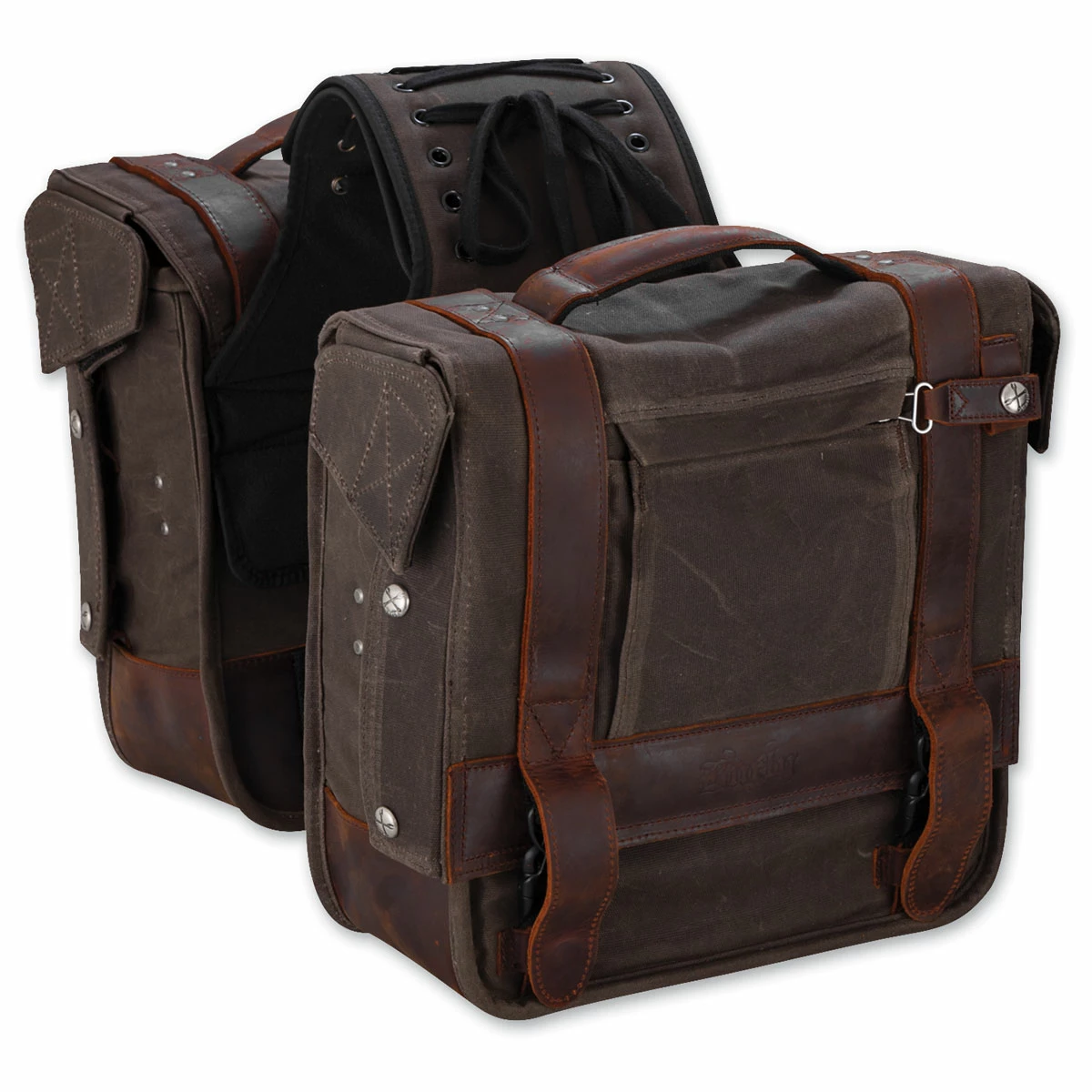 Burly Brand Voyager Dark Oak Throwover Saddlebag 3 Burly Brand Voyager Dark Oak Throwover Saddlebag