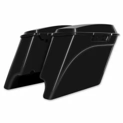 HogWorkz 4" Vivid Black Extended Saddlebags With Dual Cut-Out