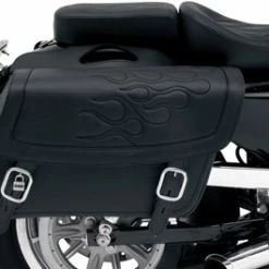 Saddlemen Highwayman Tattoo Black Stitch Jumbo Throwover Saddlebags
