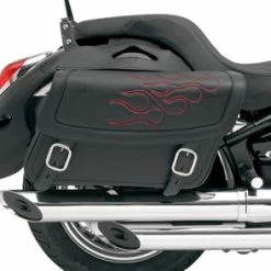 Saddlemen Highwayman Tattoo Dark Red Stitch Jumbo Throwover Saddlebags