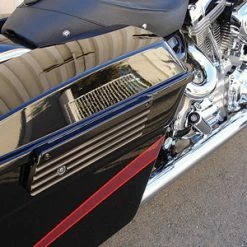 Joker Machine Finned Black Saddlebag Latch Covers